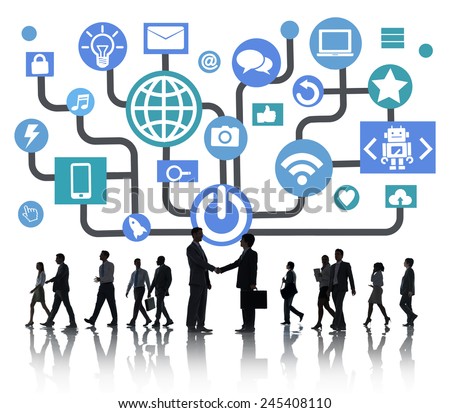 Global Communications Social Networking Greeting Handshake Online Concept
