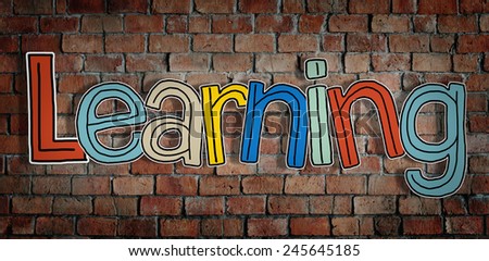Learning Brick wall Single Word Text Background Clean Concept