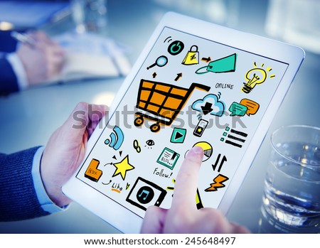 Businessman Online Marketing Digital Devices Working Concept