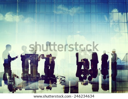 Business People Silhouette Working Cooperation Partnership Organization Connection