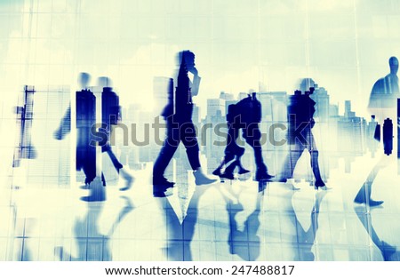 Business People Phone Walking Commuting Concept