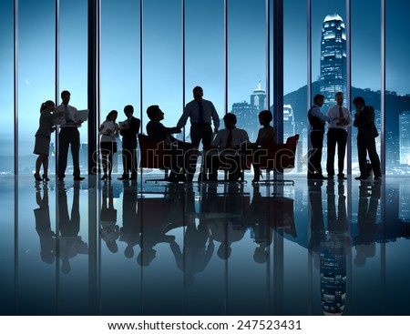 Business People Silhouette Comapany Working Togetherness Teamwork Office
