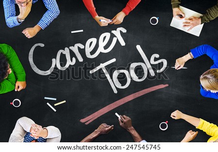 Multi-Ethnic Group of People and Career Tools Concepts