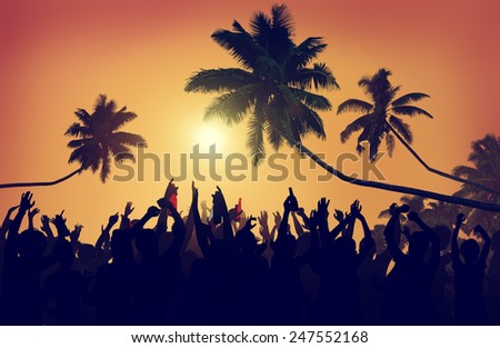 Adolescence Summer Beach Party Outdoors Community Estatic Concept