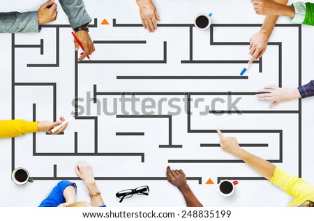 Maze Challenge Direction Puzzle Concept