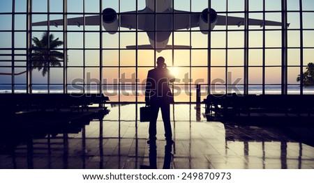 Businessman Airport Travel Waiting Trip Terminal Concept