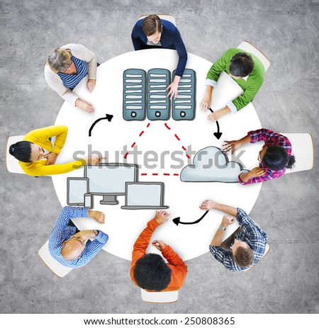 People Cloud Computing Connection Data Downloading Sharing Concepts