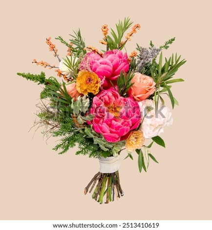 Similar – Image, Stock Photo A bouquet of pink tulips in a light turquoise vase