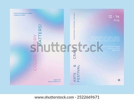 Art and design gradient poster template vector set. Set of in various designs. Poster gradient design vector set. Aesthetic pastel holographic poster design set. Pastel holographic gradient poster