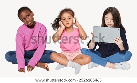 Similar – Image, Stock Photo Serious black sportswoman sitting on stone border in city