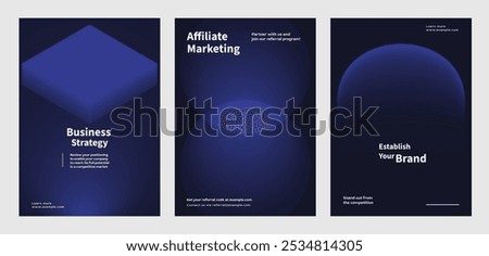 Creative design business marketing poster template vector set. Abstract dark blue gradient designs poster with Business marketing concept. Business modern dael blue gradient design template poster set