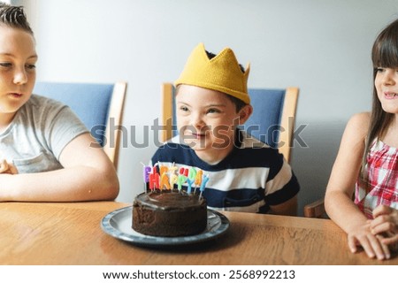 Similar – Image, Stock Photo Child happy between two dogs