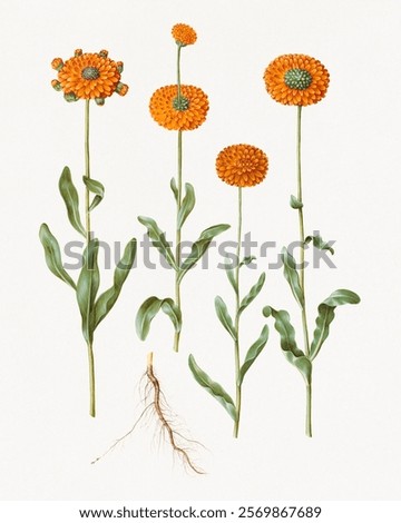 Image, Stock Photo orange petals detail of a chrysanthemum