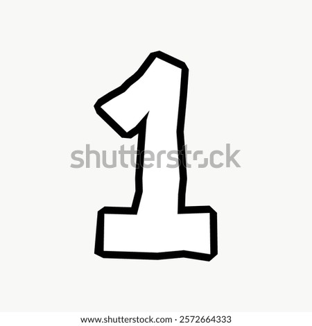 1 number one, graffiti art Arabic numeral vector Doodle vector illustration isolated on white.