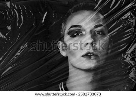 Similar – Image, Stock Photo Female obscured portrait with books on head