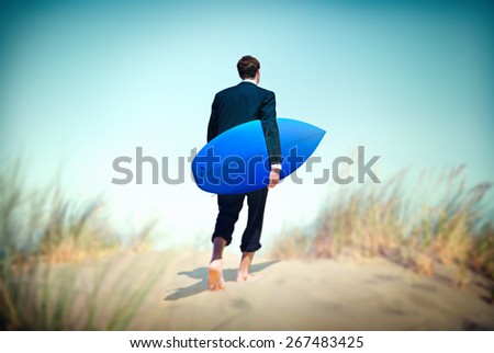 Businessman Surf Corporate Holiday Vacation Concept
