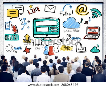 Business People Seminar Global Communications Social Media Concept