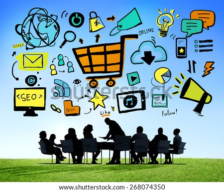 Business People Online Marketing Meeting Discussion Concept