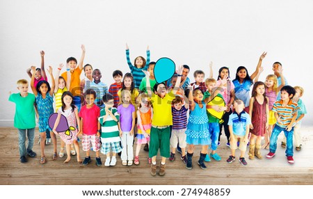 Multiethnic Children Smiling Happiness Friendship Concept
