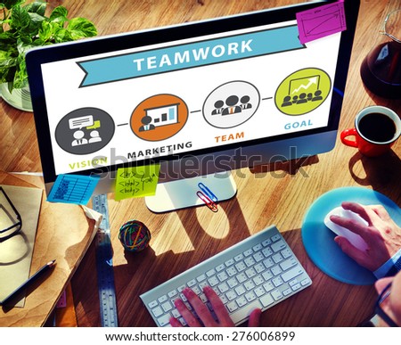 Businessman Computer Technology Connection Teamwork Concept