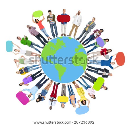 Global World Map People Circle Happiness Togetherness Cheerful Concept