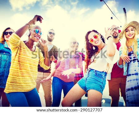 Beach Party Music Dancing Friendship Summer Concept