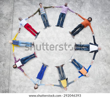 Aerial View of Multiethnic People Forming Circle and Globe Concept