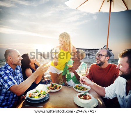 Friends Friendship Outdoor Dining Beach Concept