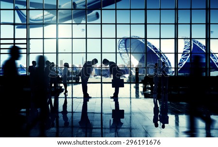 International Airport Business Travel Bow Down Concept