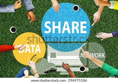 Share Data Network Sharing Social Network Connection Concept