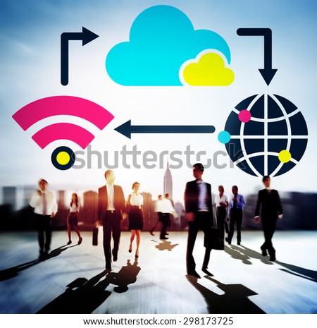 People Business Teamwork Cloud Computing Technology Connection Concept