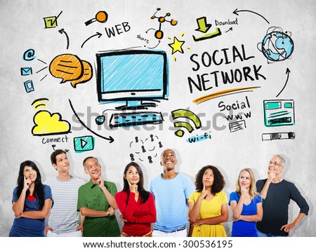 Social Network Social Media Diversity People Thinking Concept