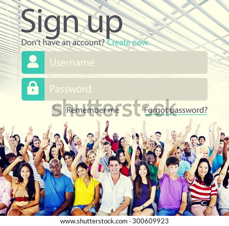 Sign Up User Name Password Log In Protection Concept