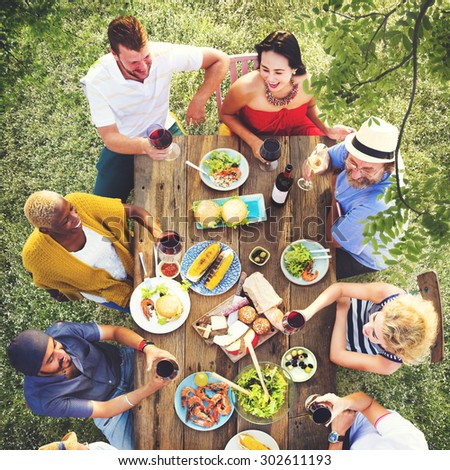 Friends Friendship Outdoor Dining Hanging out Concept