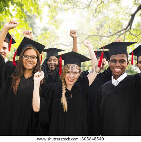 Diversity Students Graduation Success Celebration Concept