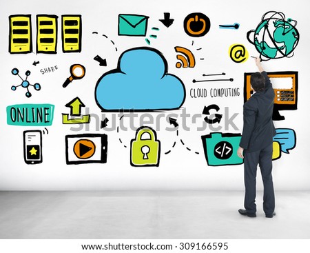 Businessman Cloud Computing Data Share Ideas Concept
