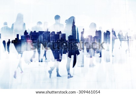 Commuter Business People Cityscape Corporate Travel Concept