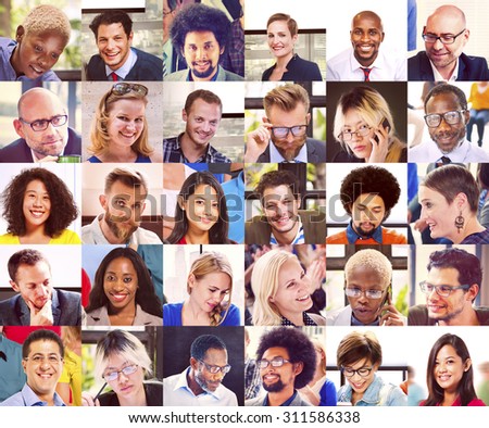Collage Diverse Faces Group People Concept
