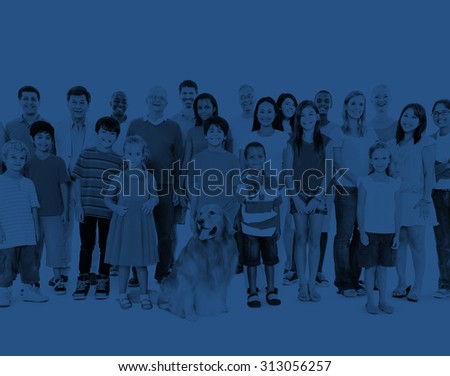 Multi-ethnic group of mixed age people together family Concept