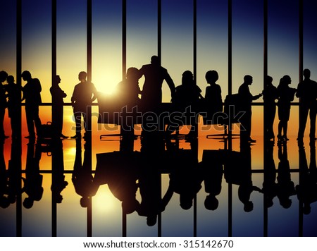 Silhouette Business People Corporate Discussion Meeting Concept