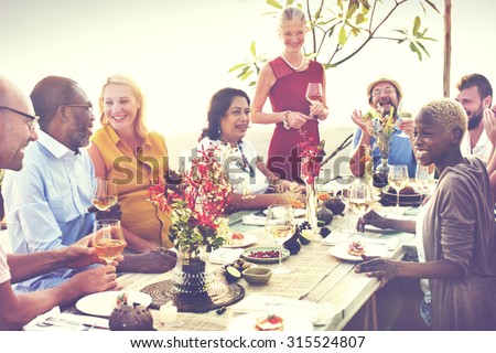 Diverse People Cheers Celebration Food Concept