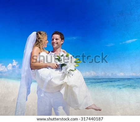 Couple Wedding Beach Love Married Party Celebration Concept