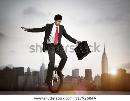 Businessman taking a risk in New York city.