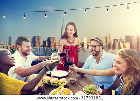 Friends Friendship Rooftop Dining People Concept
