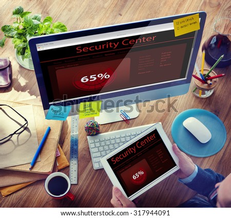Security Center Digital Device Internet Wireless Searching Concept