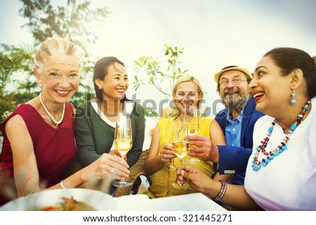 Diversity Friends Hanging out Party Dining COncept