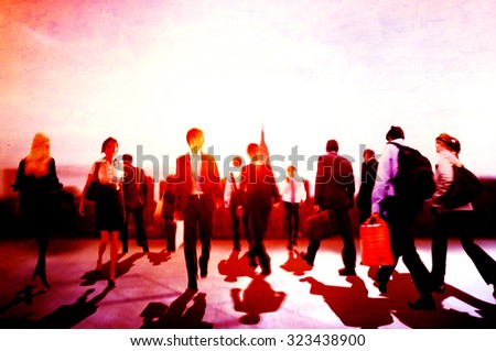 Business People Colleagues Walking Commuting Concept