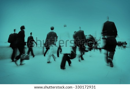 People Rushing Work Commuter Hurrying Crowd Concept