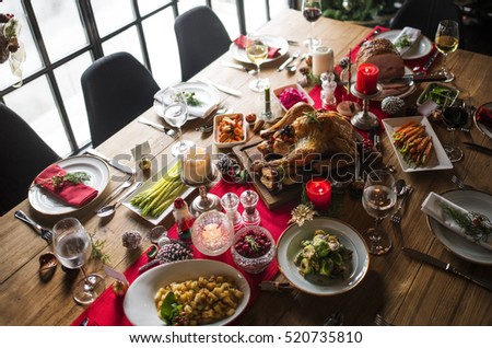 Christmas Family Dinner Table Concept - Stock Image - Everypixel
