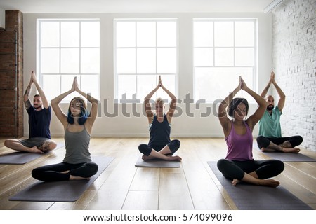 Similar – Image, Stock Photo Women practicing yoga together on rooftop